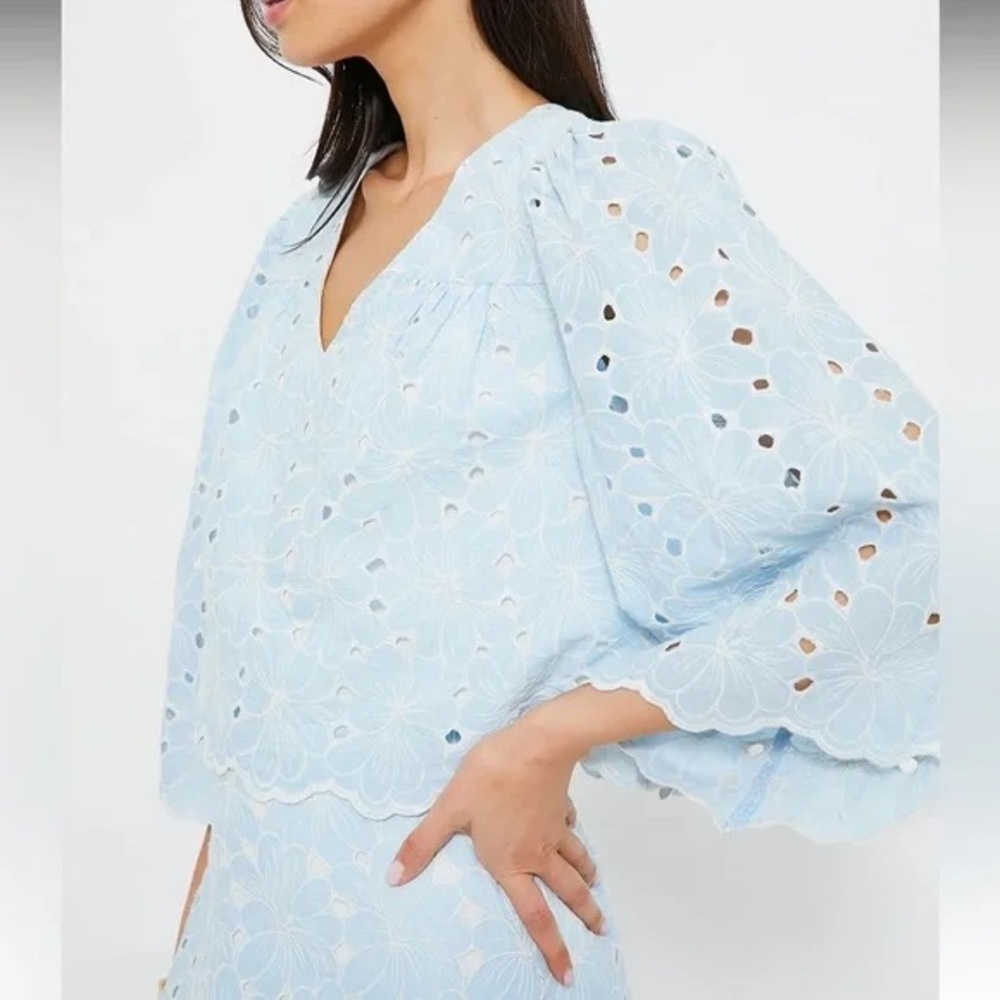 Tuckernuck- Daniella airy blue eyelit top - Picture 3 of 10